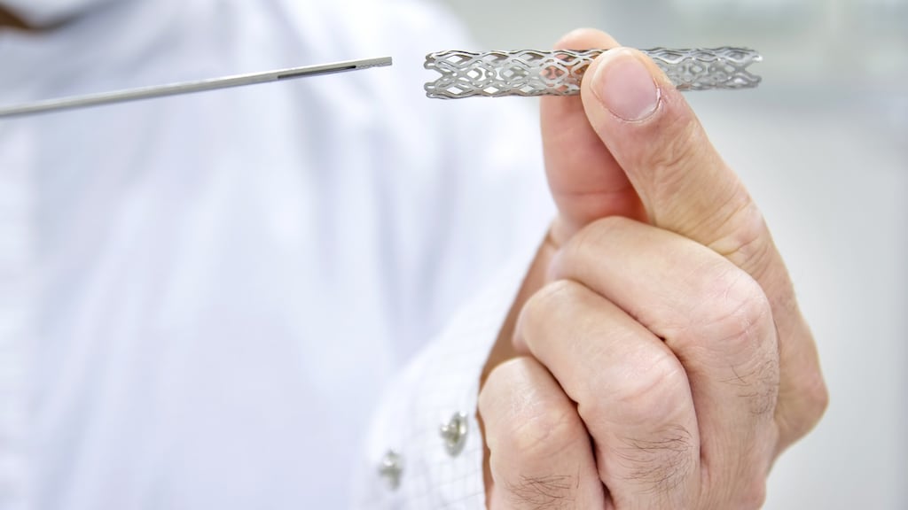 A stent is a small tube used to open up arteries in patients experiencing heart attacks, or chest pain due to blocked arteries. Photograph:  iStock