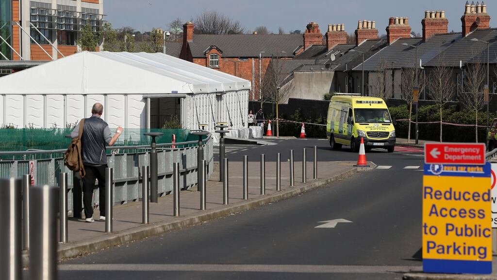 A temporary marquee structure erected on the grounds of the Mater hospital in Dublin. Photograph: Brian Lawless/PA Wire