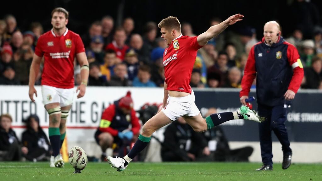 Owen Farrell has been ruled out of the Lions’ clash with the New Zealand Maori due to a quad strain. Photograph: David Rogers/Getty
