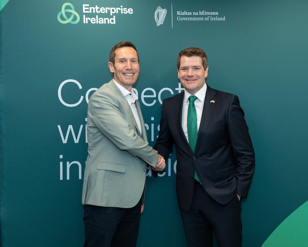 Mark Rohan, Co-Founder and Chief Operating Officer, Klearcom and Peter Burke, Minister for Enterprise, Tourism and Employment