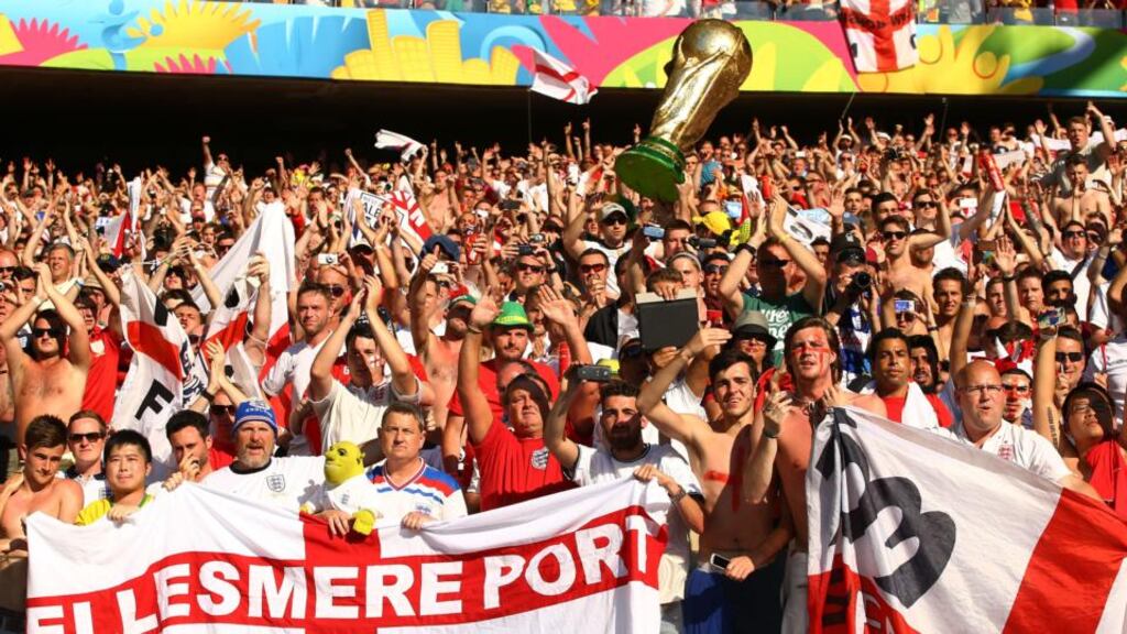 England fans at Estadio Mineirao in Belo Horizonte. Photograph: Richard Heathcote/Getty Images