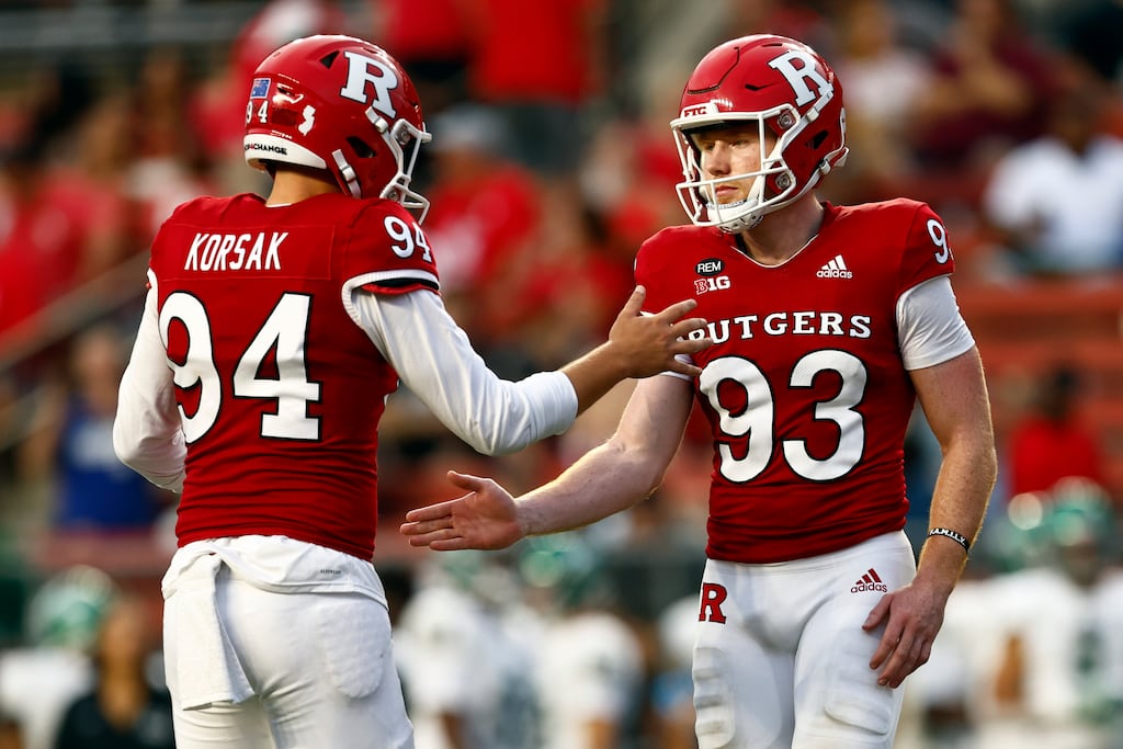 Jude McAtamney in action for Rutgers Scarlet Knights. He has now been signed as a kicker for New York Giants. Photograph: Rich Schultz/Getty Images