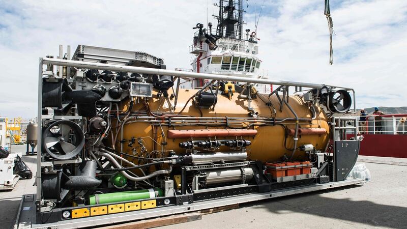 A deep diving rescue vehicle, dispatched by the US navy, to support the Argentine government’s search and rescue efforts. Photograph: Getty Images