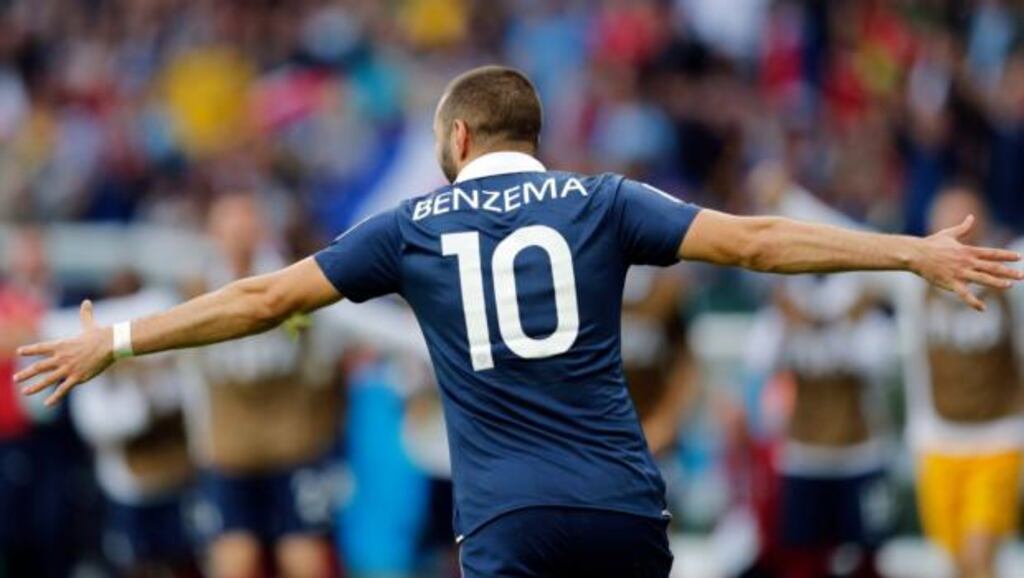 France’s Karim Benzema scored twice against Group E rivals Honduras at the Estadio Beira-Rio in Porto Alegre. Photograph: Armando Babani / EPA