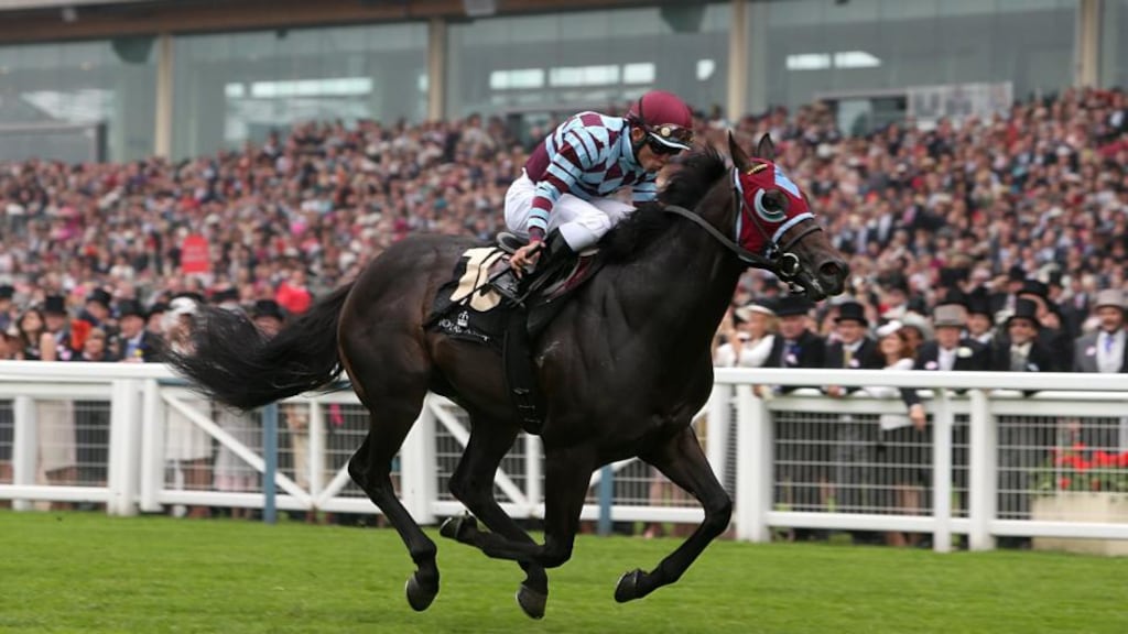 No Nay Never ridden by jockey Joel Rosario wins the Norfolk Stakes during day three of the Royal Ascot meeting. Photograph: Steve Parsons/PA Wire