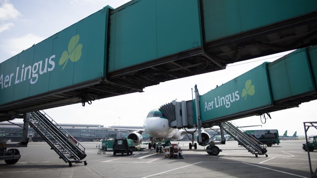 An Aer Lingus aircraft at one of the gates in Dublin Airport. Some 2.9 million people passed through the airport in June