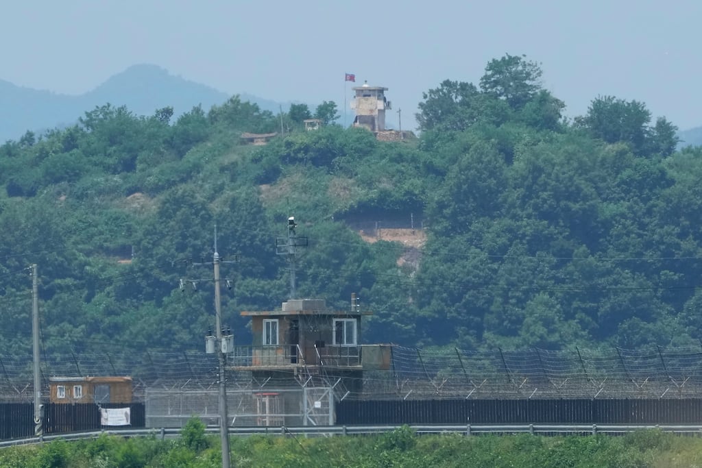 South Korea fired warning shots to repel North Korean soldiers who temporarily crossed the land border. Photograph: Ahn Young-joon/AP