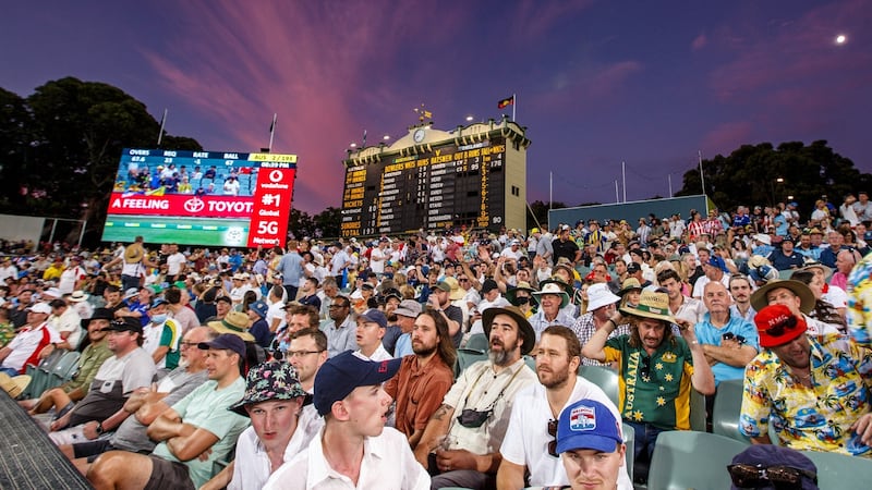 The sun sets during the opening day in Adelaide. Photograph: Matt Turner/EPA