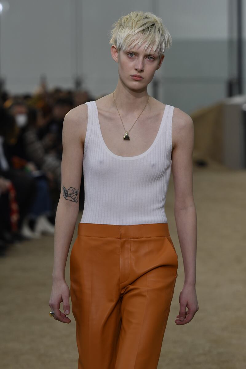 A model walks the runway during the Chloe Ready to Wear Fall/Winter 2022-2023 fashion show as part of the Paris Fashion Week. Photograph: Victor Virgile/Gamma-Rapho