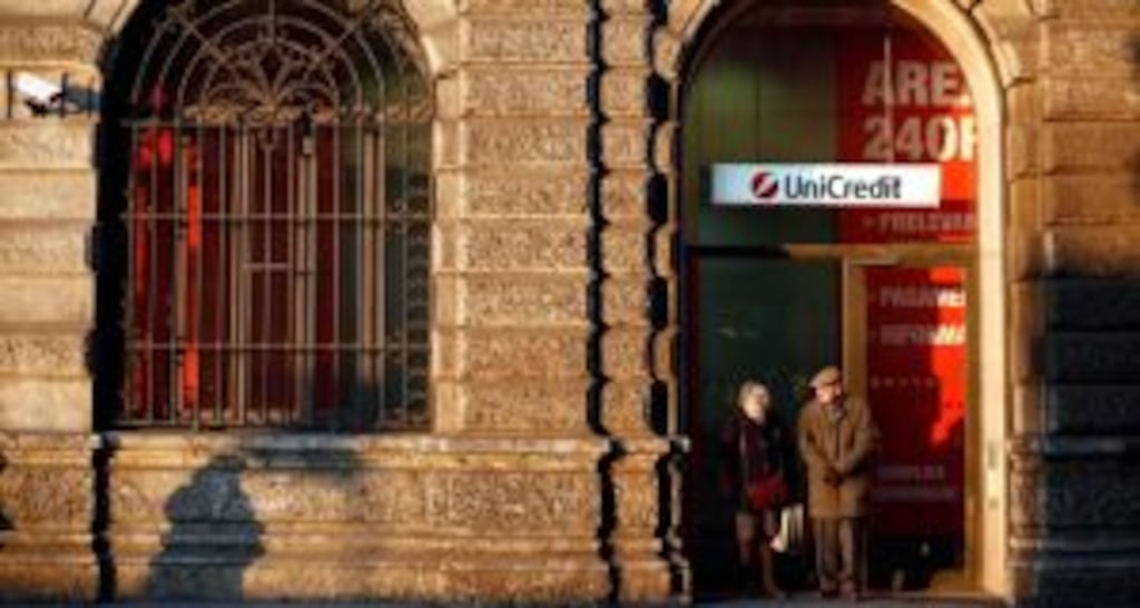 A branch of UniCredit in Milan. A preliminary agreement on a new vehicle for bad loans is expected to be announced shortly.
