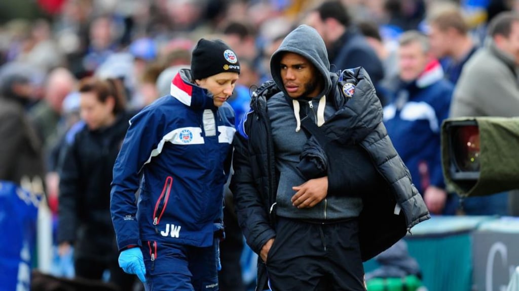 England centre Kyle Eastmond picked up a shoulder injury during Bath’s Champions Cup match against Glasgow Warriors. Photograph: Stu Forster/Getty Images