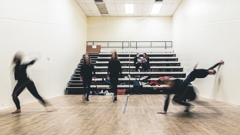 Dancer with Mire Zepf & Clara Kerr (seated). Photograph: Christopher Barr