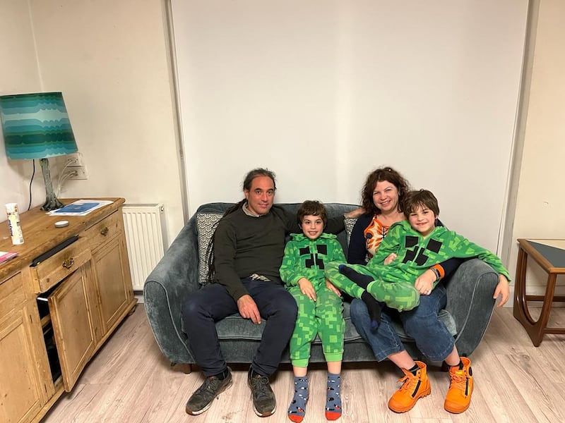 Huw Leggate, Daire, Fiachra, and Claire McKenna. Claire suspects both her boys have ADHD. They are on a waiting list for an assessment.