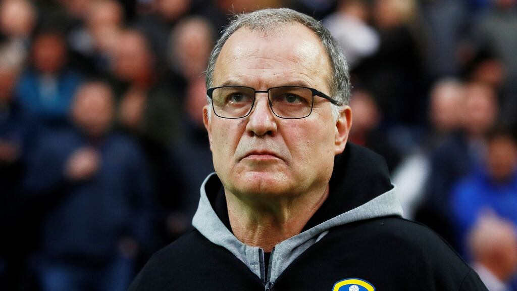 Leeds United manager Marcelo Bielsa. Before the arrival of Bielsa, Leeds had essentially spent the better part of 17 years being a punchline, a disaster zone, or both. Photograph: Action Images