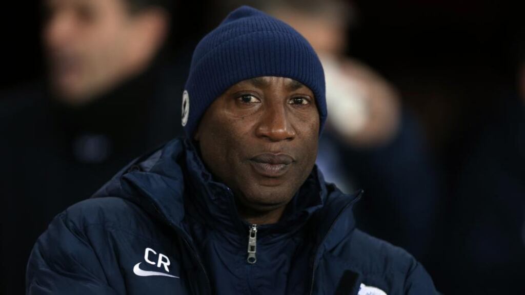Queens Park Rangers’ caretaker manager Chris Ramsey in the dug out during the away win over Sunderland. Photograph: Ian MacNicol/AFP/Getty Images