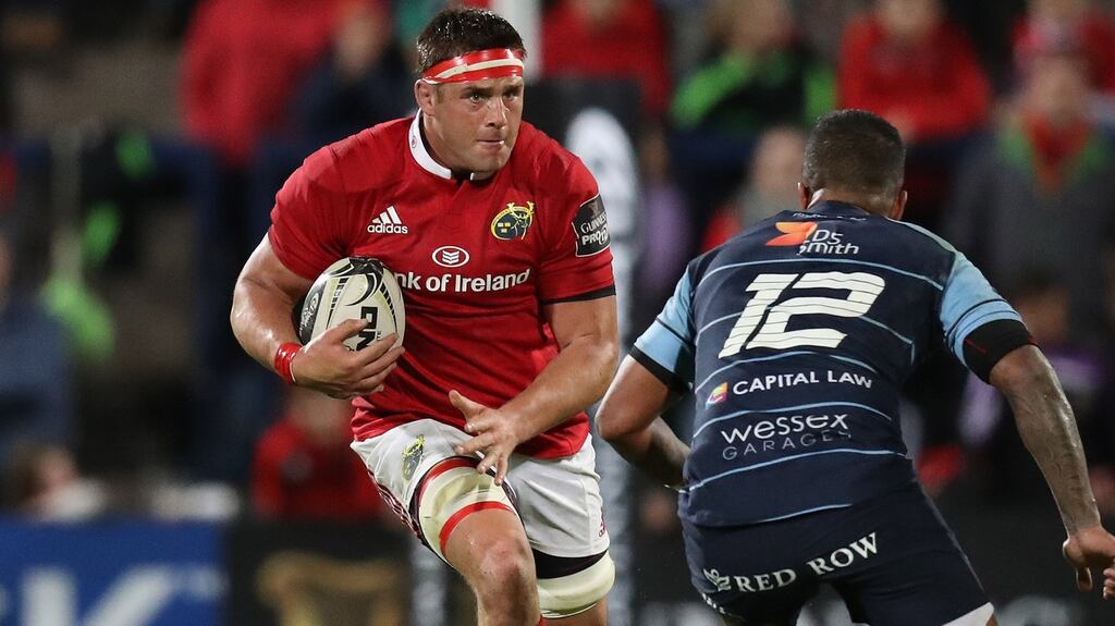 Munster’s CJ Stander in action against Cardiff. “That game is always going tohang over us.” Photograph: Billy Stickland/Inpho