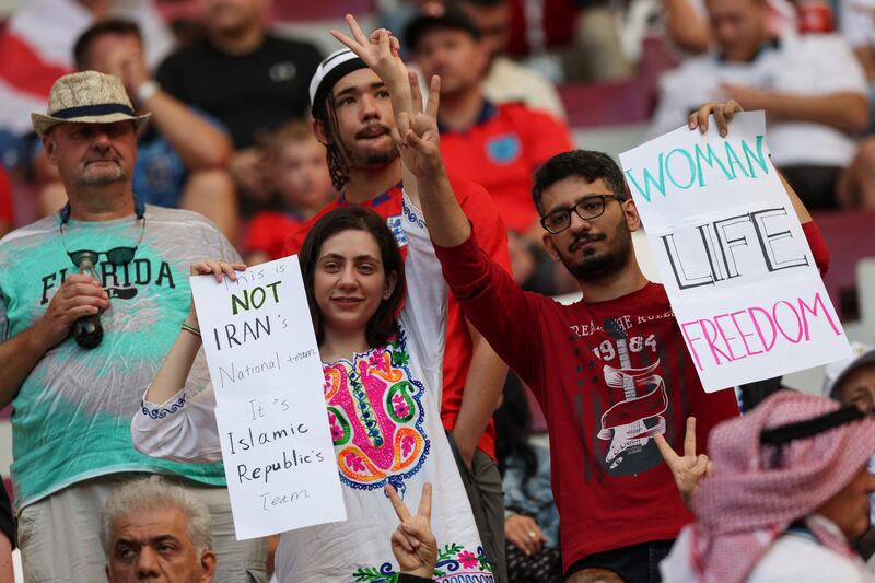 Iran supporters before the start of the match against England. Photograph: Getty Images