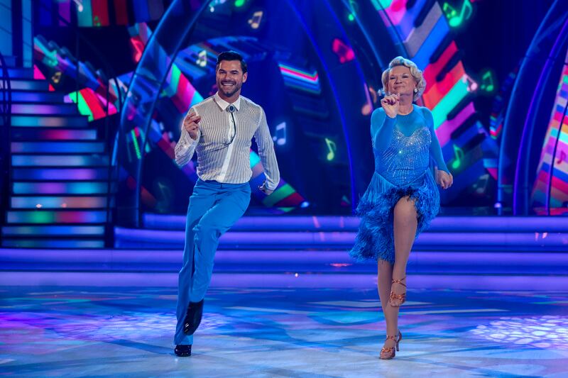 Dancing with the Stars: Eileen Dunne and her pro dancer, Robert Rowinski. Photograph: Kyran O’Brien/RTÉ