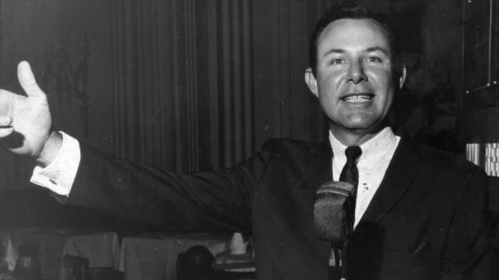 ‘On his two-venue-a-night routine, on tour in Ireland, Jim Reeves he was timed to start the first at 10.30pm and the second at 12.30am. Some venues were in fairly isolated areas and with the huge crowds and the chaotic parking (of tractors in some cases), sometimes Reeves and his group (the Blue Boys) would have to walk down sheep paths to complete the final part of their journey.’ Photograph: Keystone/Getty Images