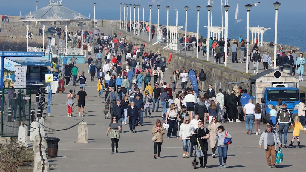 Walkers enjoying the Sun and Dun Laoghaire Pier over the weekend. Photograph: Nick Bradshaw