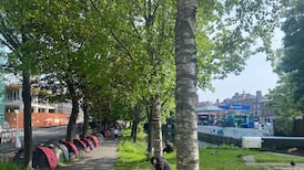 More than 30 tents pitched along Grand Canal with extra barriers erected on popular walkway