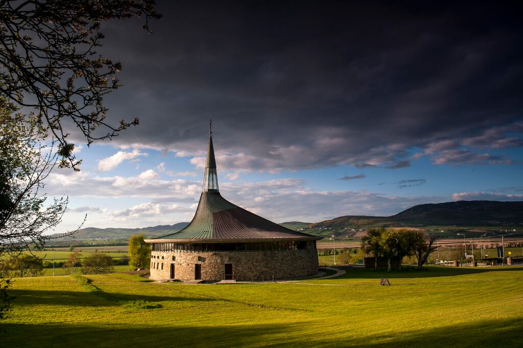 Praise be:  St Aengus Church in Burt, Co Donegal, is one of the 'Magnificent Seven' churches built across the county by Liam McCormick. Photograph: George Sweeney/Getty