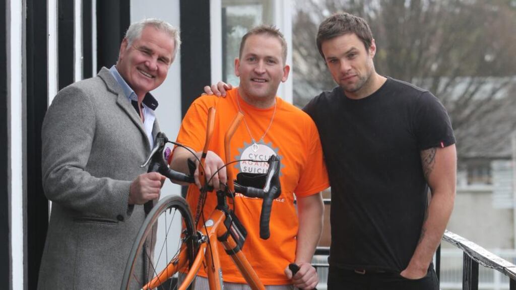 (left to right) Brent Pope, GAA star Conor Cusack and Bressie at the inaugural Student Leaders Congress to promote positive mental health and encourage help-seeking behaviour at The RDS, Dublin. Photograph: Gareth Chaney/Collins