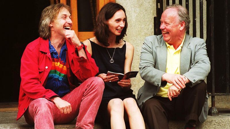 At the launch of the programme for Kilkenny Arts Festival in 2000 were, from left, Donal O’Kelly, Maureen Kennelly and Brendan Kennelly. Photograph: Frank Miller