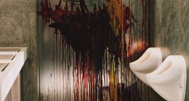 The men’s convenience at Nobu restaurant, Berkeley St, London, designed by David Collins Studio