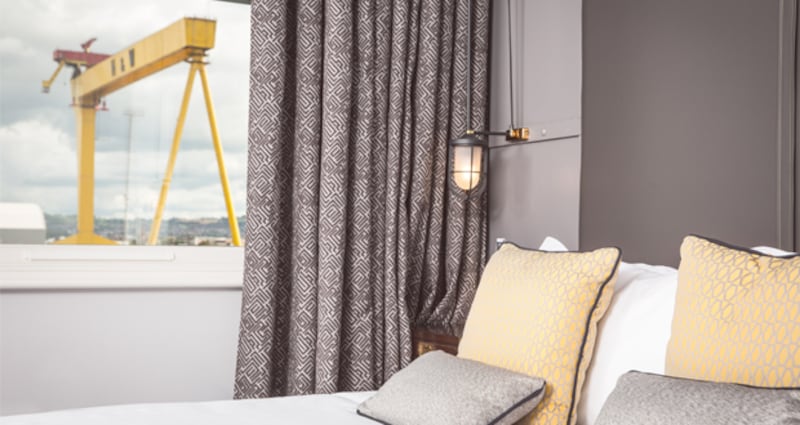 The Titanic Hotel Belfast has stunning views overlooking the slipways and the iconic twin cranes, Samson and Goliath