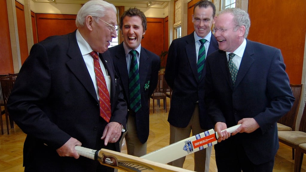 Bats entertainment: first minister Ian Paisley and  Deputy First Minister Martin McGuinness, who were nicknamed  the “Chuckle Brothers”. Photograph: Charles McQuillan/Pacemaker