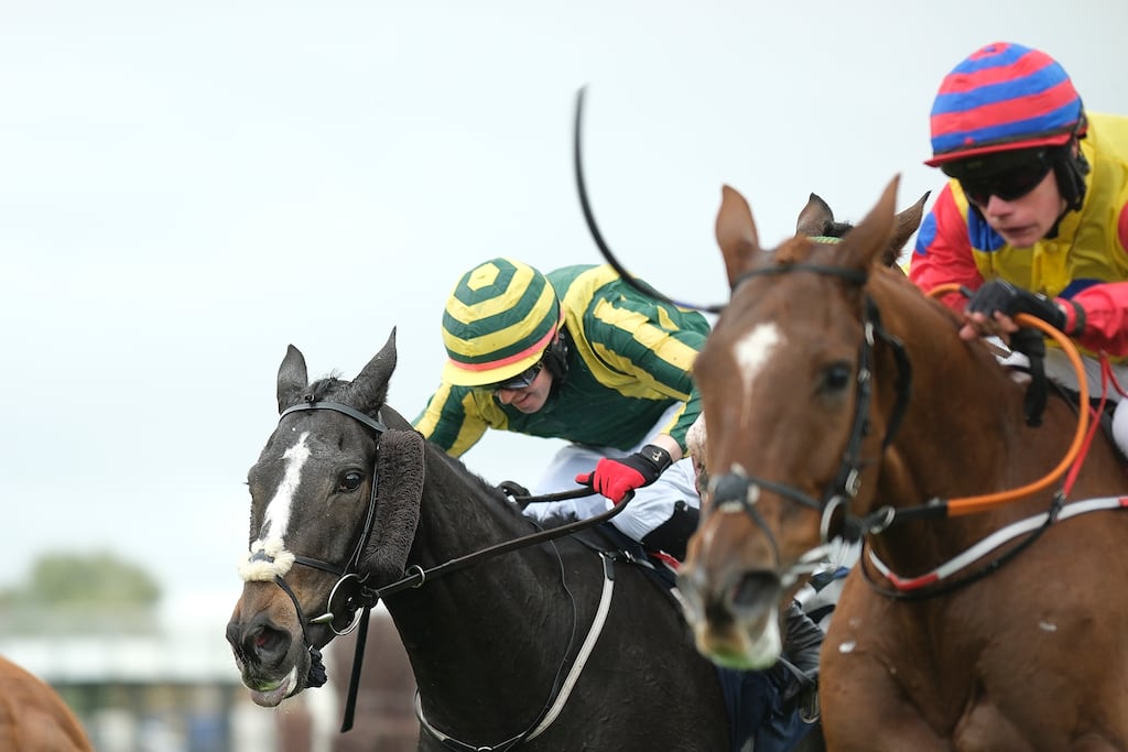 Keith Donoghue, centre, rides Path D'oroux to win the novices' chase at Cheltenham in October last year. Photograph: Alan Crowhurst/Getty