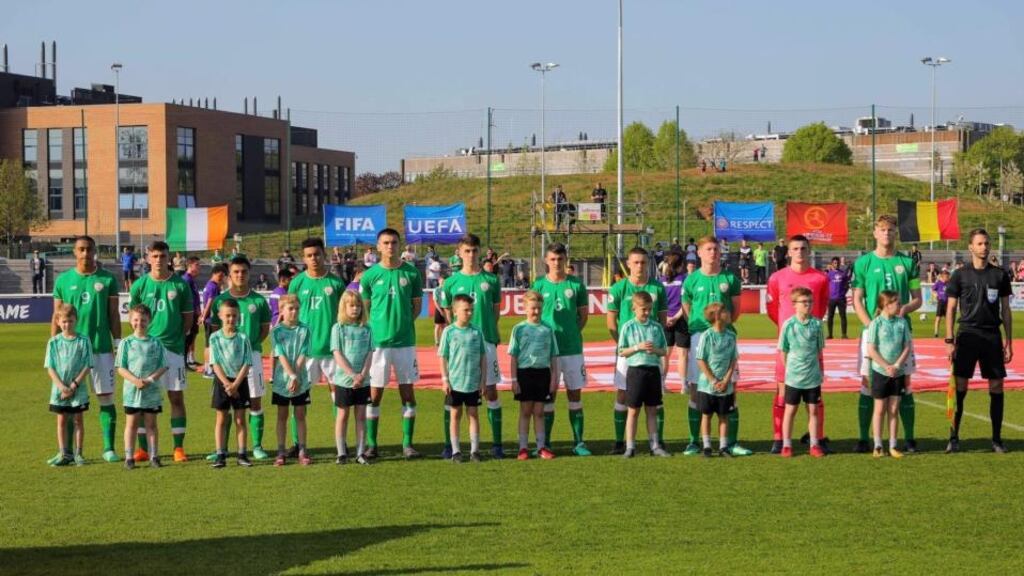 Ireland Under-17s ahead of their 3-2 defeat to Belgium. Photograph: FAI