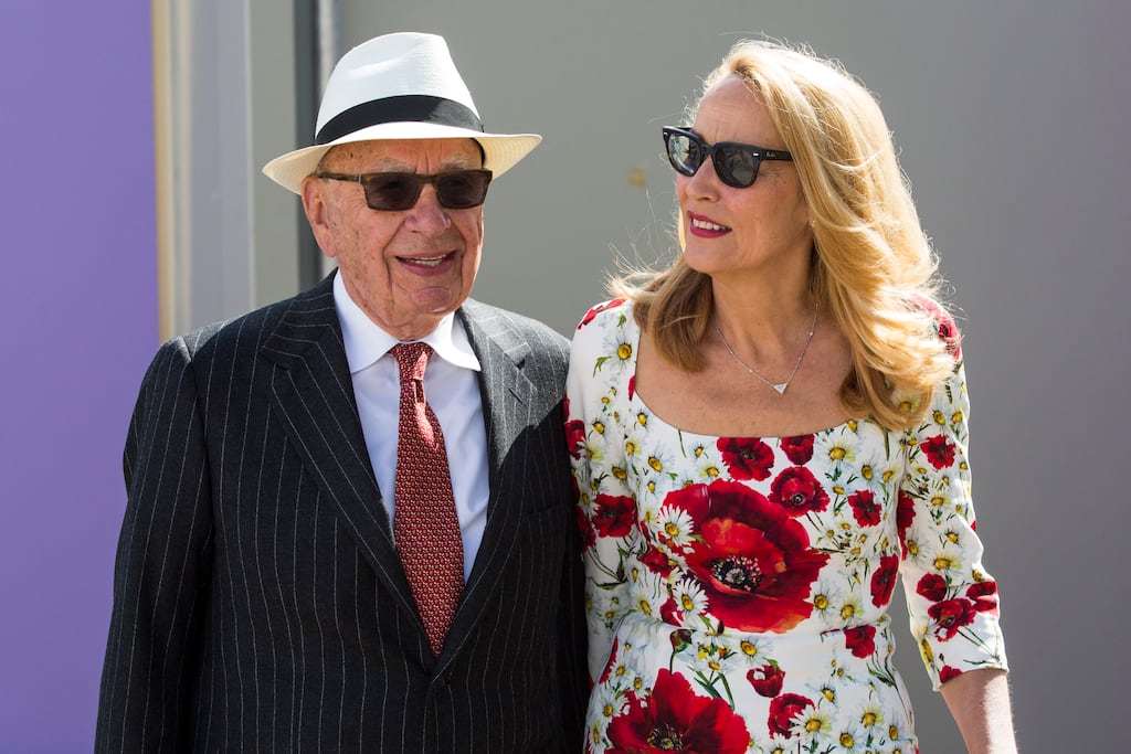 Rupert Murdoch and Jerry Hall at Chelsea Flower Show, in London, in 2016, two months after they married. Photograph: Jack Taylor/Getty