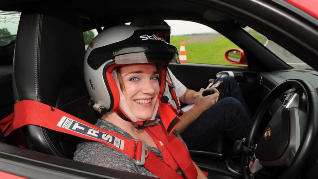 Need for speed: Louise Bruton at Rally School Ireland’s track in Co Monaghan. Photograph: Philip Fitzpatrick