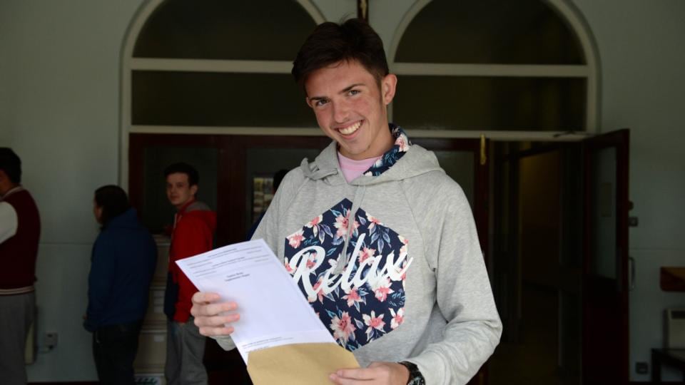 Daniel McGrath getting his Leaving Certificate results at St John’s De La Salle College, Ballyfermot, Dublin. Photograph: Frank Miller / The Irish Times