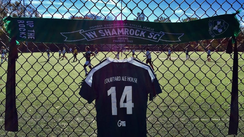 Robbie’s now-retired Shamrocks shirt, number (14), at a recent benefit match in his name