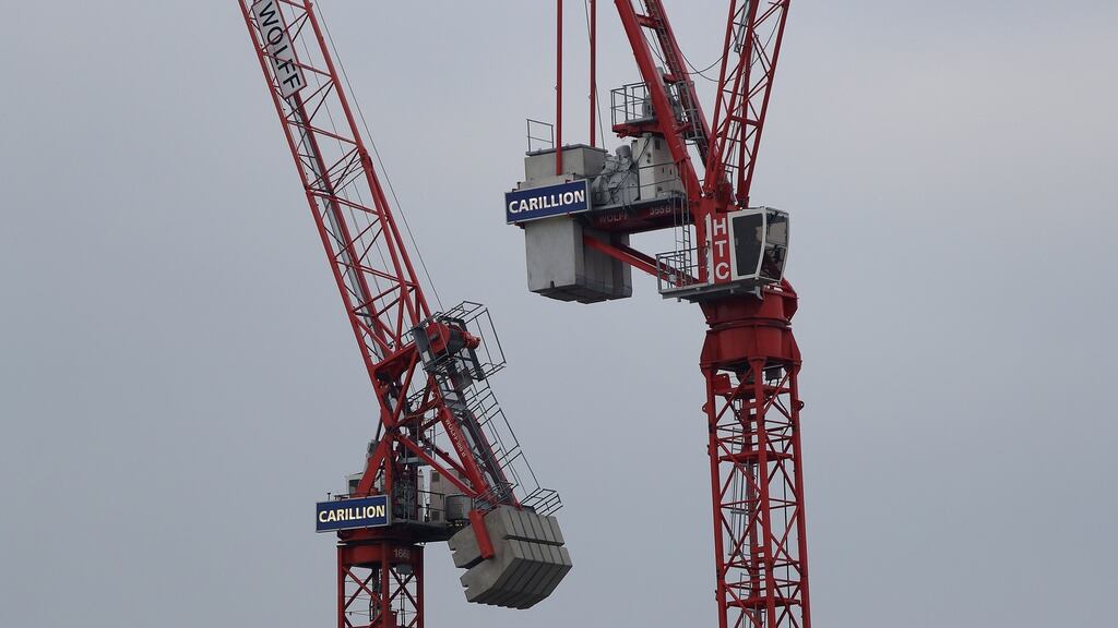 Cranes stand on a Carillion construction site in central London. The British construction and services company collapsed on Monday when its lenders refused to provide any further financial support. Photograph: Simon Dawson/Reuters