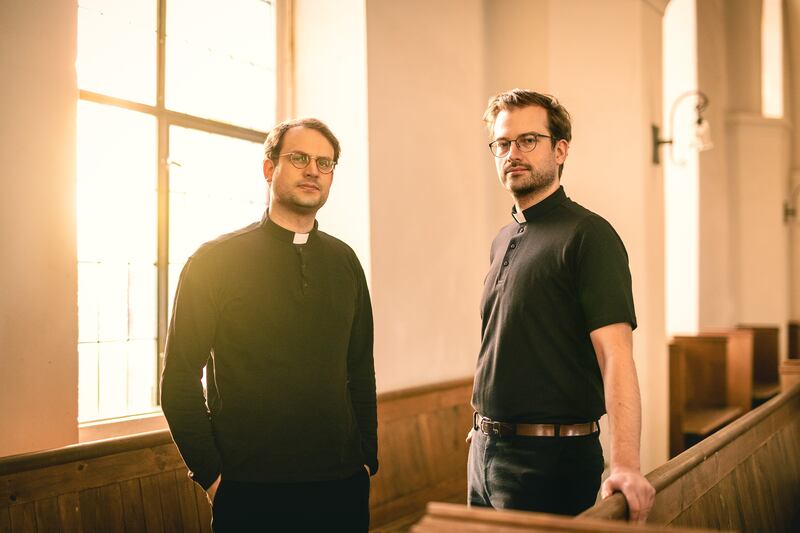 Pastor Tobias Jachmann and Pastor Simon Klass in their church in Forst, Brandenburg. Copyright: Christian Swiekatowski/Studio 2.0