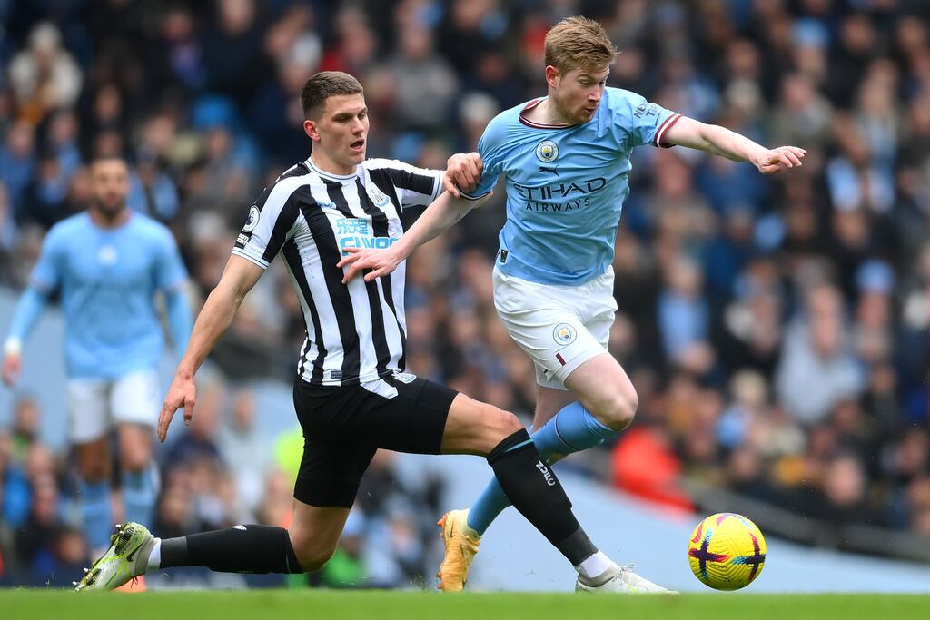 Kevin De Bruyne leads the Premier League assists chart with 13 so far this season. Photograph: Laurence Griffiths/Getty Images