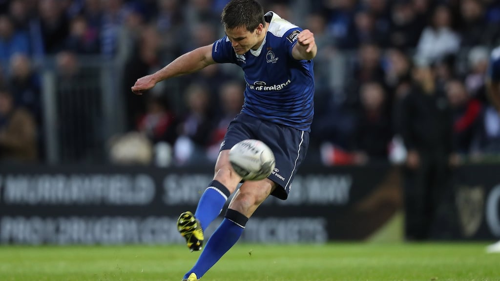 Johnny Sexton kicks a penalty for Leinster. A team that kicks the first penalty in a European Cup semi-final has prevailed in 19 (59 per cent) matches. Photograph: Billy Stickland/Inpho