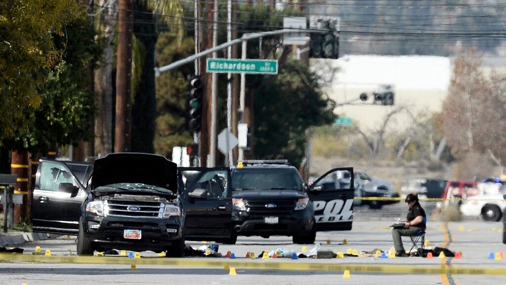The rented SUV used by husband and wife, Syed Rizwan Farook and Tashfeen Malik, suspected of shooting dead 14 people and wounding 17 in San Bernardino. Photograph: Paul Buck/ EPA