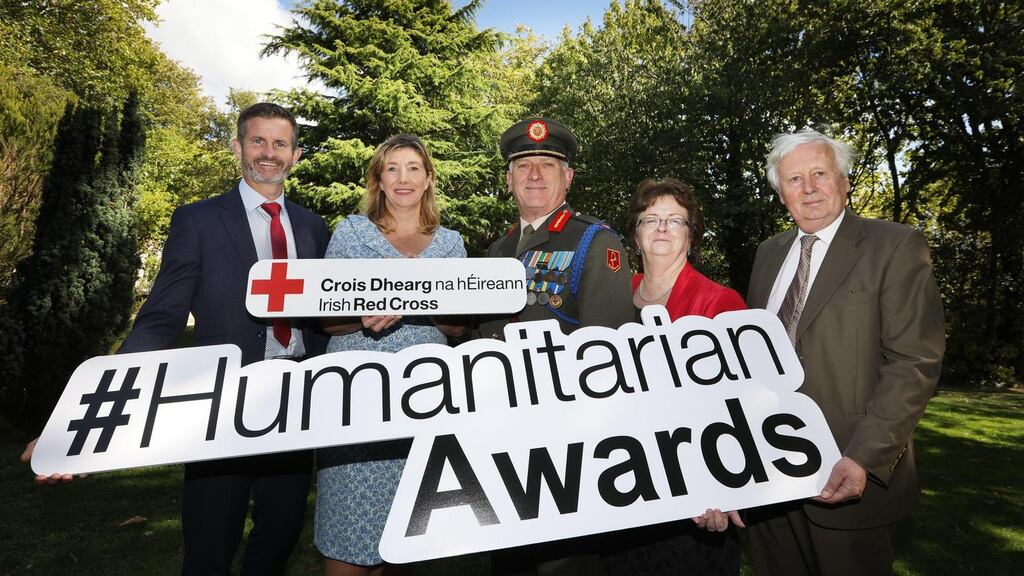 At the launch for the Irish Red Cross Humanitarian Awards which take place in the Clayton Hotel, Burlington Road were Liam O’Brien, Director of Strategy & External Affairs Vodafone, Mary Rose Burke, CEO Dublin Chamber, Peter O’Halloran, Brigadier General Irish Defence Forces, Hannah McGee, Dean & Chief Academic Officer at RCSI and Dr Niall Holohan, Chairman of the Arab Irish Chamber of Commerce.