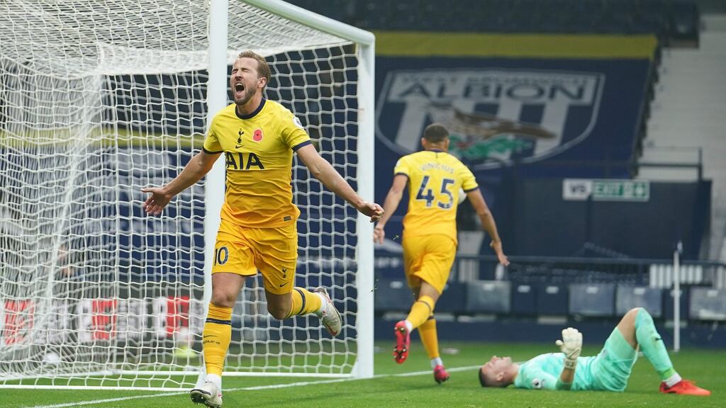 Tottenham Hotspur’s Harry Kane celebrates scoring the winner during their Premier League clash with West Bromwich Albion. Photo: Dave Thompson/AFP via Getty Images