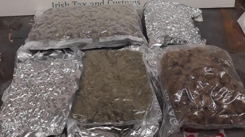 Cannabis worth more than €34,000 found at the Dublin mail centre on Friday. Photograph courtesy of Revenue
