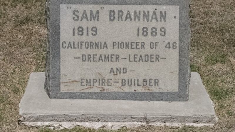 Samuel Brannan’s grave in New Hope Cemetery in San Diego. It wasn’t erected until 1926 owing to lack of funds. Photograph: Lydia Rella/Public Domain