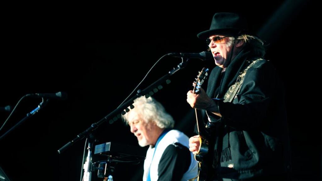 Neil Young and Crazy Horse pictured performing in the RDS in June. Photograph: Aidan Crawley