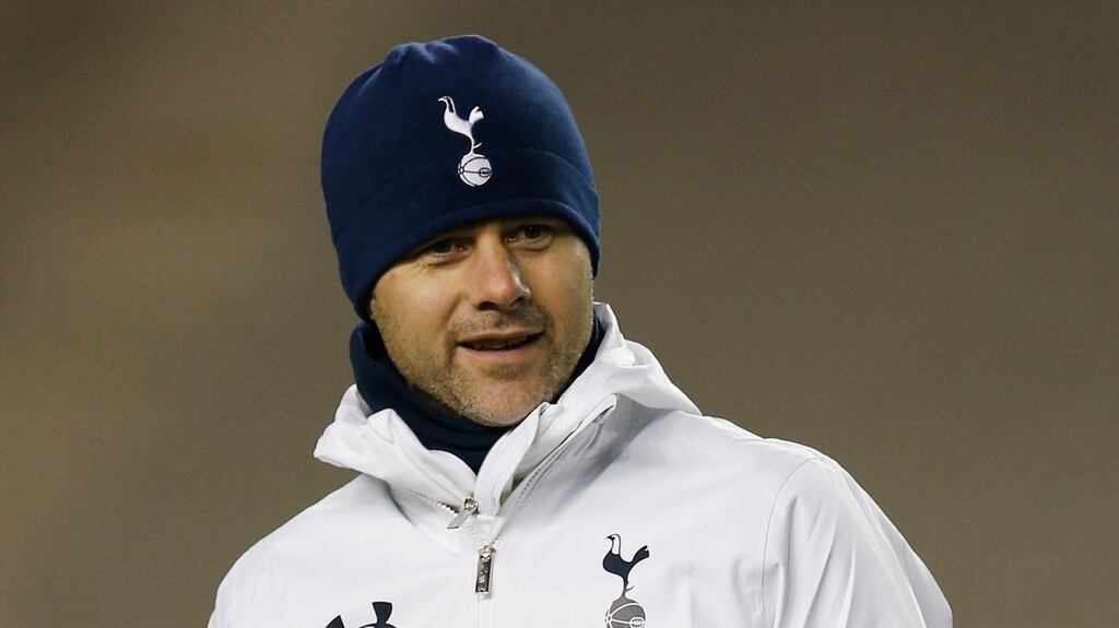 Tottenham Hotspur manager Mauricio Pochettino during training in Baku. Photograph: Peter Cziborra/Reuters