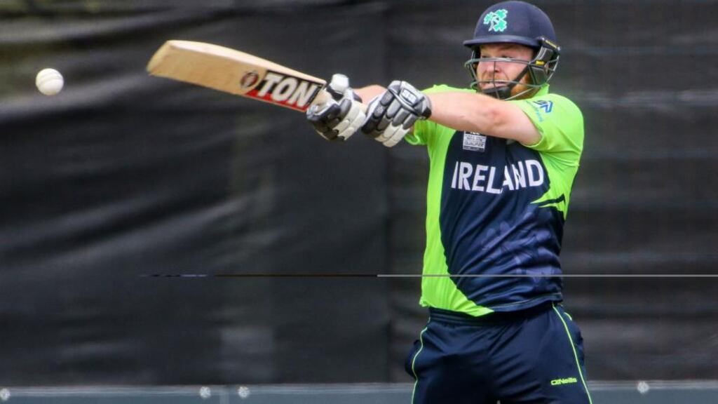 Paul Stirling batting against Jersey during the ICC World Twenty20 Qualifier at  Malahide Cricket Club, Dublin. Photograph: Gary Carr/Inpho