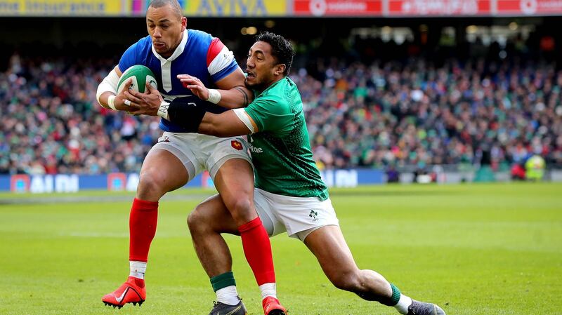 Gaël Fickou in action against Ireland during last year’s Championship. Photograph: Ryan Byrne/Inpho